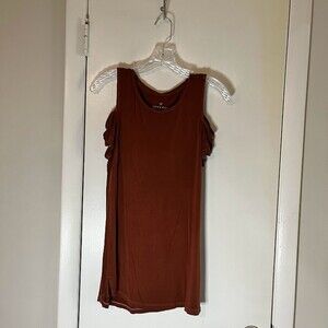 AEO Women's Soft & Sexy Brown T-Shirt with Off the Shoulder Cap Sleeves Size XS